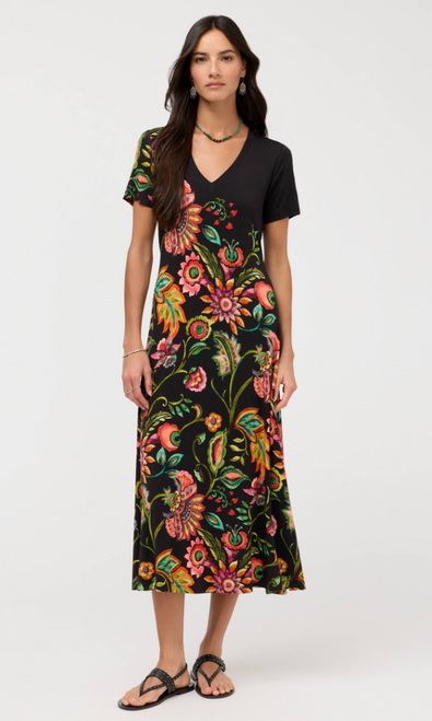 Valley Fleur Cap Sleeve Midi Dress