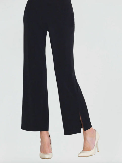 Black Side Slit Soft Knit Ankle Pant