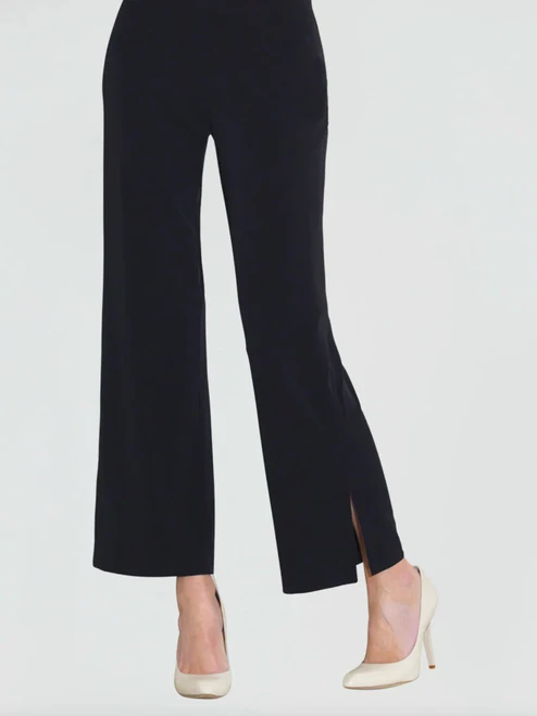Black Side Slit Soft Knit Ankle Pant