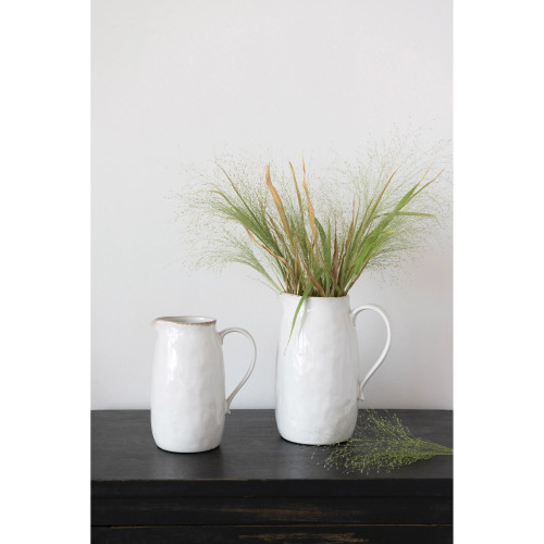 White Stoneware Pitcher Vase