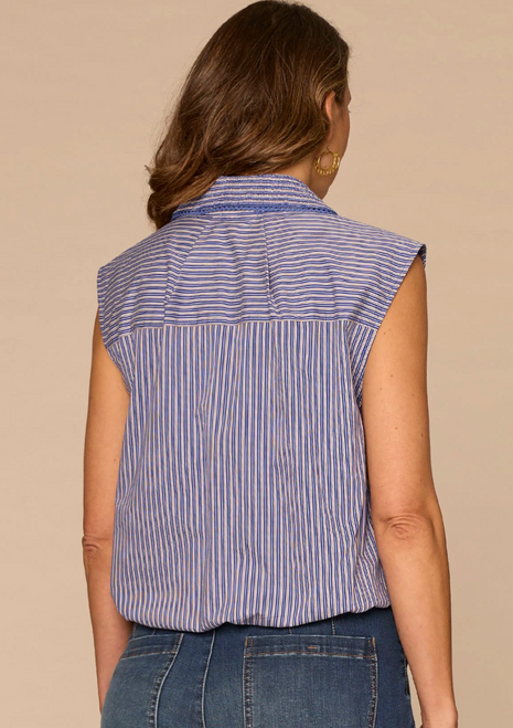 Button Down Bubble Hem Tank