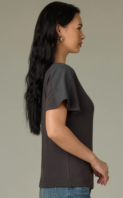 Mixed Media Shoulder Detail T-Shirt