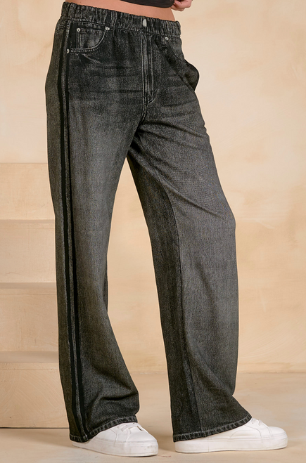 Faux Denim Track Pant