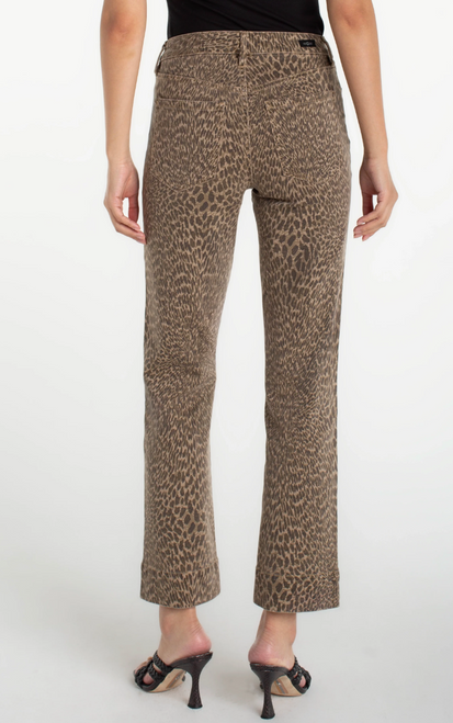 Khaki Abstract Animal Kennedy Wide Hem Straight Jean