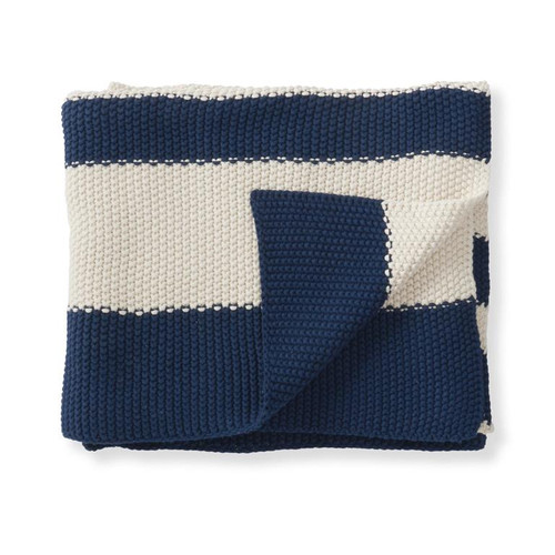 Blue and Cream Striped Throw Blanket
