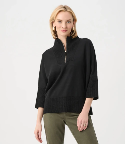 Black 3/4 Funnel Neck Zip Sweater