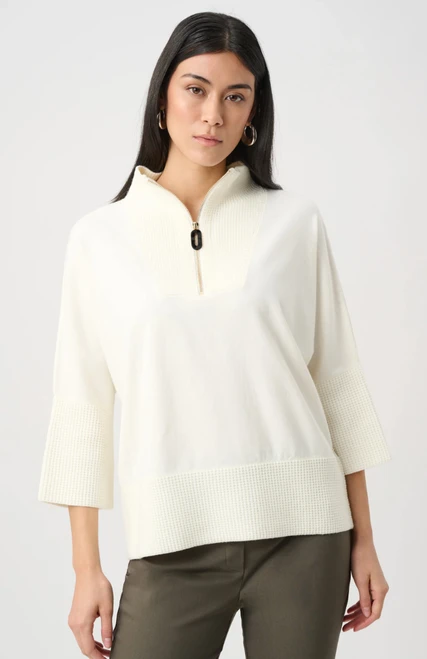Winter White 3/4 Funnel Neck Zip Sweater