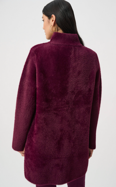 Feather Yarn Mock-Neck Coatigan