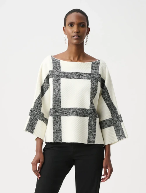 Plaid Boat-Neck Sweater