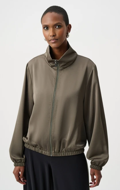 Joseph Ribkoff Satin Zipped Bomber Jacket