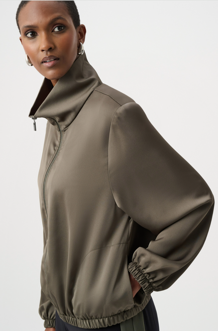 Satin Zipped Bomber Jacket