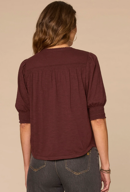 Democracy's Smocked Blouson Sleeve T-Shirt