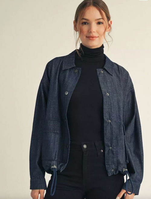 Dark Denim Drawstring Jacket