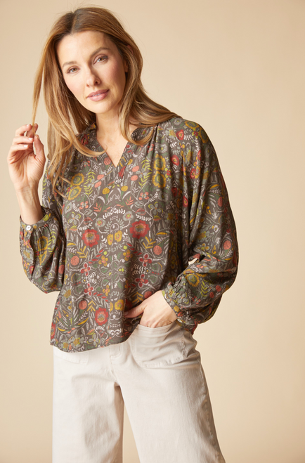Garden Ruched Collar Top