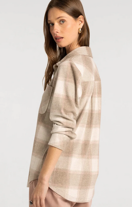 Sand Taupe Plaid Lewis Button-up Top