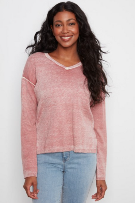 Charlie B's V-Neck Burnout Sweater