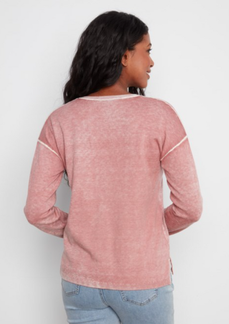 Rosebud V-Neck Burnout Sweater