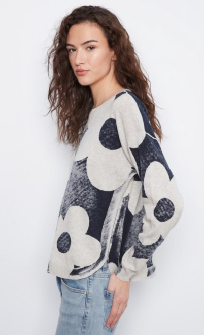 Charlie B's Daisy Crew Neck V Burnout Sweater