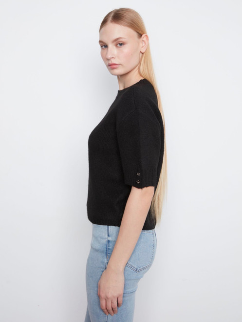 Short Sleeve Button Detail Sweater