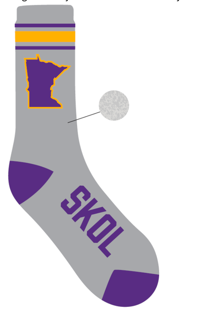 Exclusive Grey and Purple Minnesota Vikings S.K.O.L Crew Sock