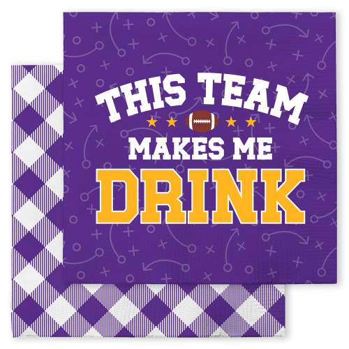 Swig's Purple and Gold This Team Makes Me Drink Cocktail Napkin