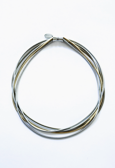 Multi Strand Mixed Metal Wire Necklace