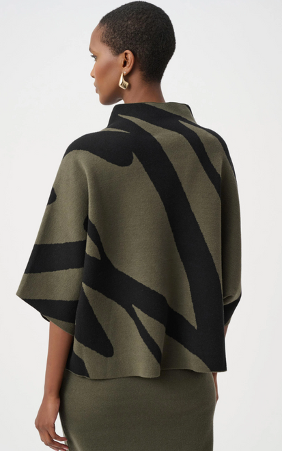 Joseph Ribkoff's Abstract Funnel-Neck Boxy Sweater