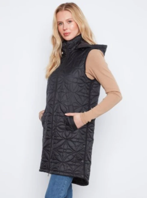 Charlie B's Long Quilted Hooded Vest