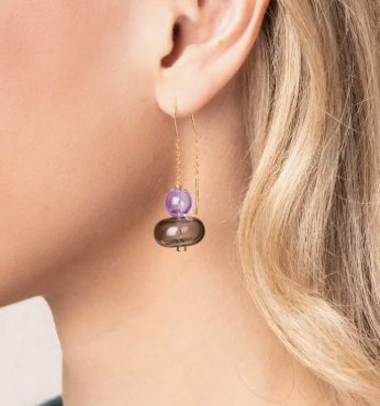 Scout's Lavender Glass Stacked Threader Earrings