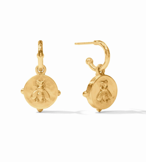 Honeybee Hoop & Charm Earring - Ruby Red