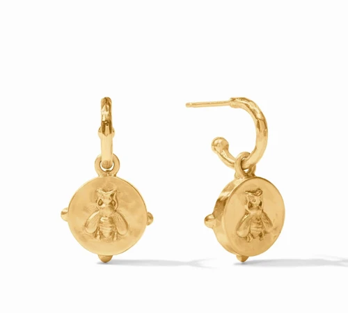 Honeybee Hoop & Charm Earring - Sapphire Blue