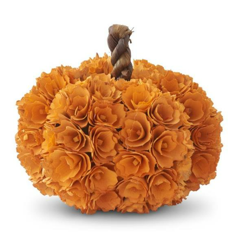 Small Orange Shaved Wood Pumpkin