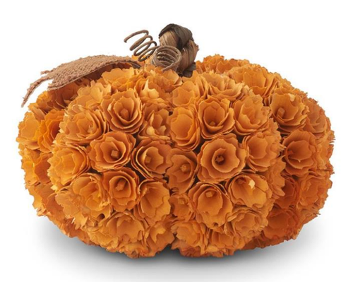 Orange Shaved Wood Pumpkin  - Large