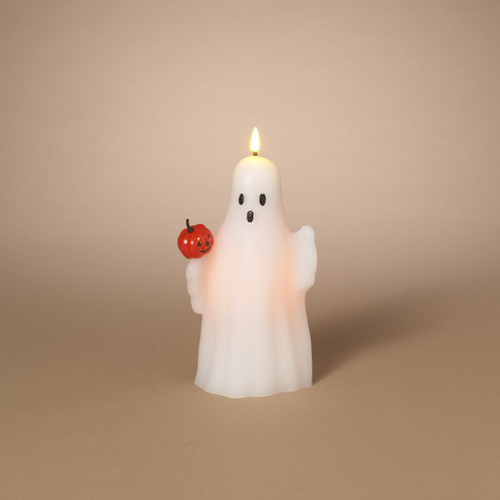 Lighted Ghost with Pumpkin Candle