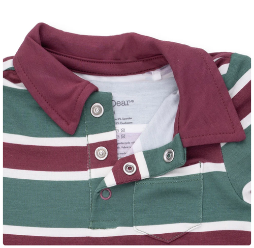 Rugby Stripe Green Polo Romper