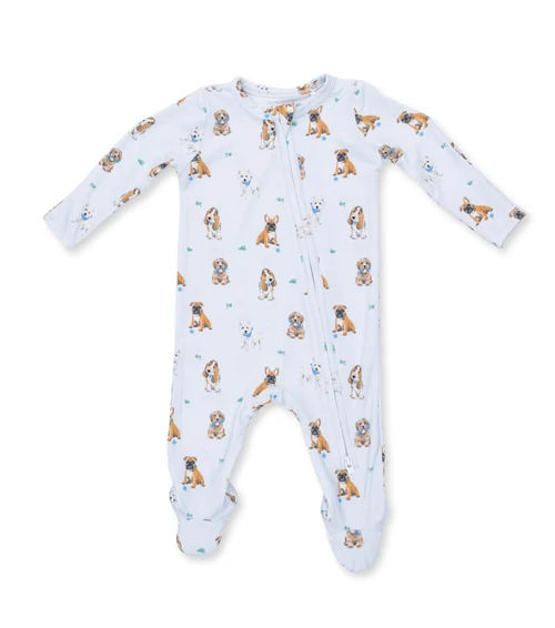 Bestie Dogs Blue 2 Way Zipper Footie