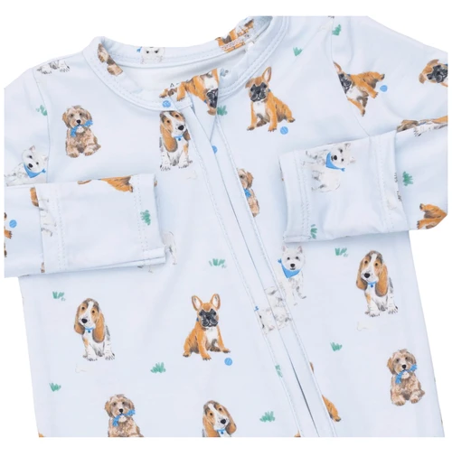 Bestie Dogs Blue 2 Way Zipper Footie