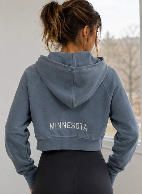 Tonal Minnesota Embroidered Zip Up Hoodie