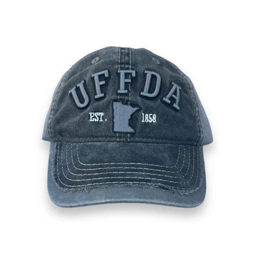 Uffda Embroidered Puff Hat - Black