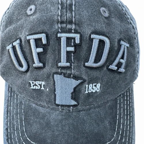 Uffda Embroidered Puff Hat - Black