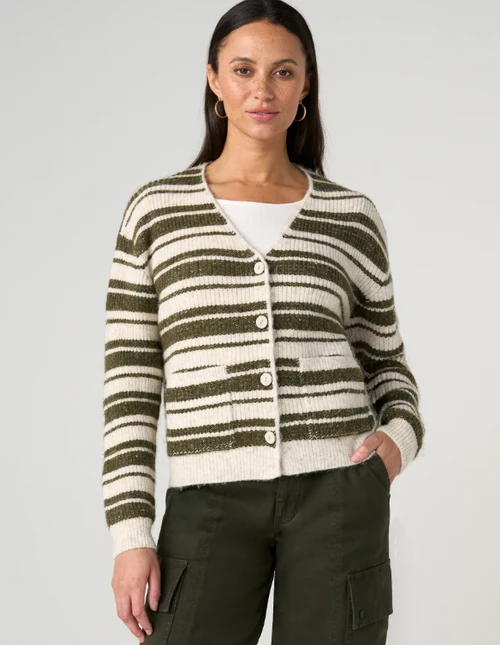 Stripe Button Cardigan