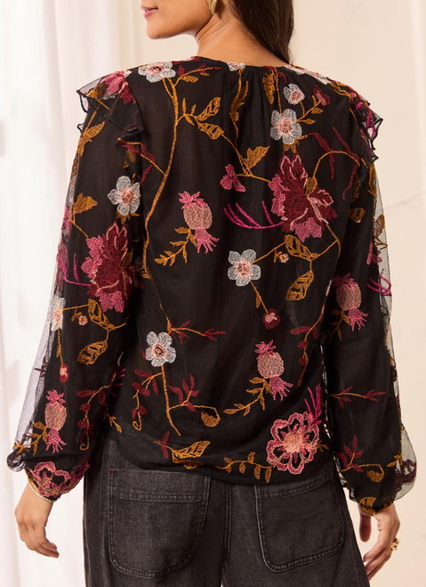 Embroidered Ruffle Romantic Top
