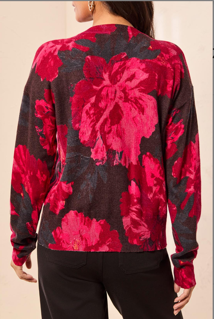 Jazzy Red Floral Blossom Cardigan