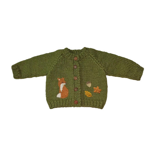 Green Woodland Fox Cardigan