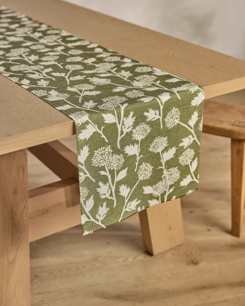 Bloom Thistle Green Table Runner