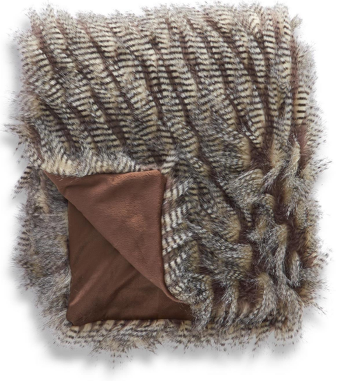 Gray Vegan Fur Throw Blanket