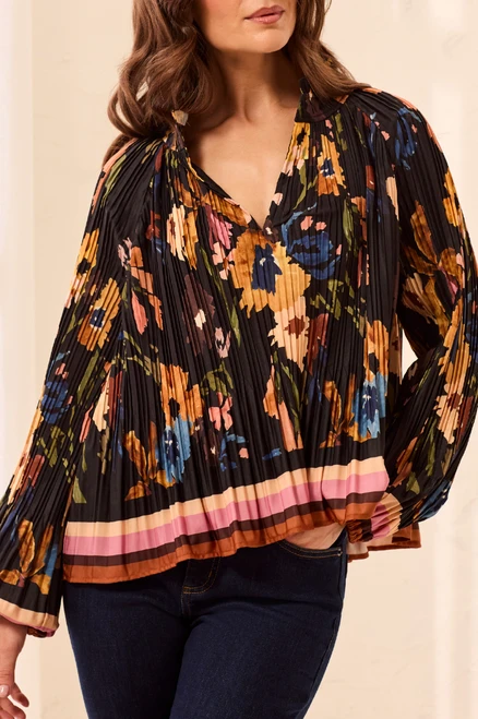 Tribal's Floral Pleated Swing Top