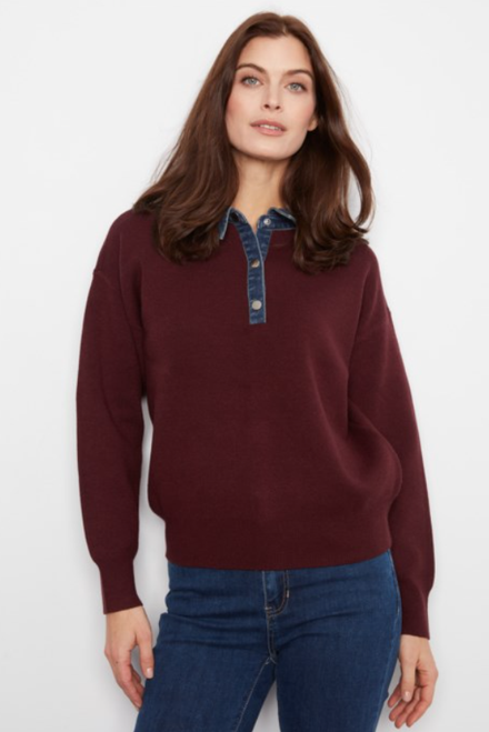 Denim Collar Sweater