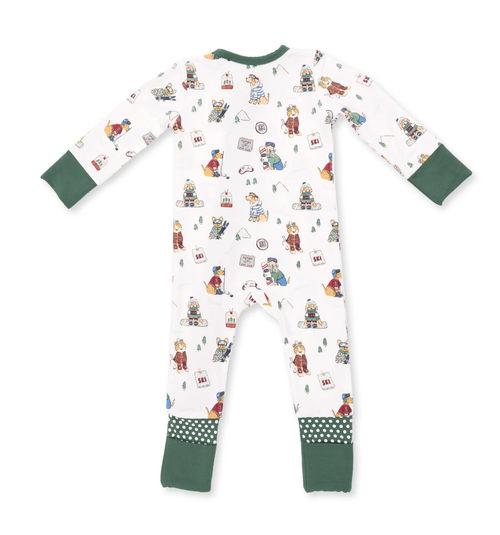 Winter Sports Dog Green Convertible Romper