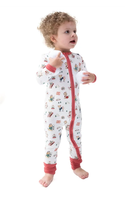 Winter Sports Dog Pink Convertible Romper